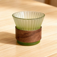 Premium Gradient Green Vertical Fluted Funnel Tea Tumbler Glass