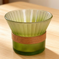 Premium Gradient Green Vertical Fluted Funnel Tea Tumbler Glass