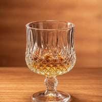 Premium Crystal Diamond Pattern Stemmed Whiskey Brandy Glass Goblet