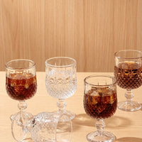 Premium Crystal Diamond Pattern Stemmed Whiskey Brandy Glass Goblet