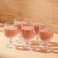 Premium Crystal Diamond Pattern Stemmed Whiskey Brandy Glass Goblet