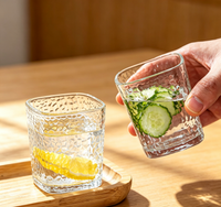 Premium Lead-Free Crystal Hammered Square Whiskey Tumbler Glass