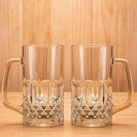 Premium Lead-Free Crystal Diamond Embossed Handle Beer Stein Water Mug