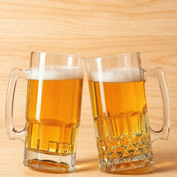 Premium Lead-Free Crystal Diamond Embossed Handle Beer Stein Water Mug