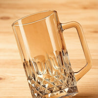 Premium Lead-Free Crystal Diamond Embossed Handle Beer Stein Water Mug