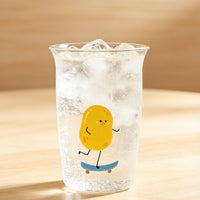 Premium Lead-Free Clear Glass Cute Skateboard Potato Print Flared Iced Drink Tumbler