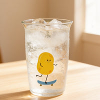Premium Lead-Free Clear Glass Cute Skateboard Potato Print Flared Iced Drink Tumbler